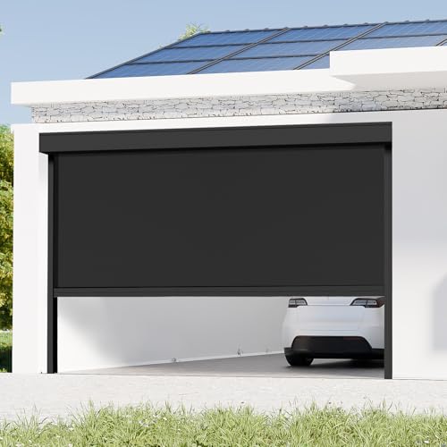 Zshine Hard Wired Motorized Outdoor Windproof Roller Blinds Over Size to 19 Ft for Patio Gazebo Pavilion (0% Openness Black)