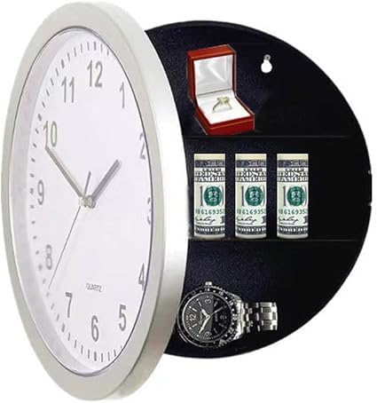 Wall Clock with Hidden Safe Compartment | Secret Storage for Valuables, Money & Jewelry | 3-Shelf Diversion Safe with Working Quartz Movement-image-32