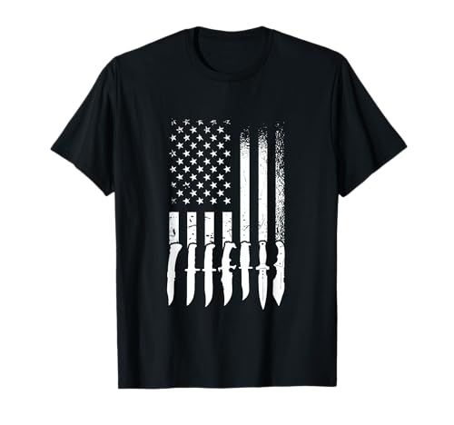US Flag Knife Enthusiast, Knife Collection T-Shirt