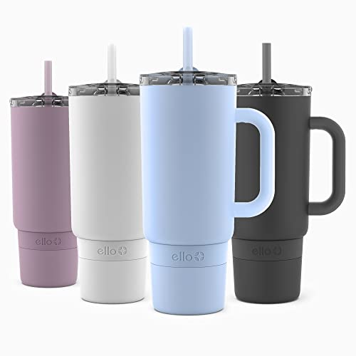 Ello Port 40Oz Tumbler With Carry Loop & Integrated Handle, Vacuum Insulated Stainless Steel Reusable Water Bottle, Travel Mug With Leak Proof Lid & Straw, Perfect For Iced Coffee & Tea, Halogen Blue #TOP24