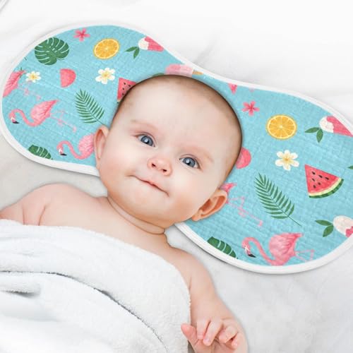 2 Pack Muslin Burp Cloths Flamingo Ice Cream Blue Cotton Baby Burp Cloths Ultra Soft Burping Cloth Absorbent Spit Up Rags for Newborn Baby Boys Girls, Large 22" x 11"4