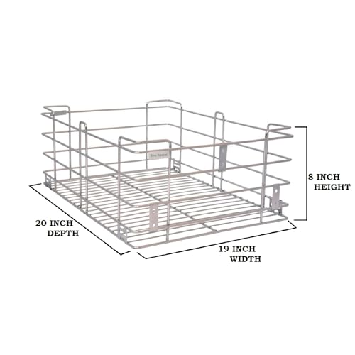 Image of BLOO BASKET 202modular kitchen accessories cabinet, 6-Piece Utensil Organizer, Stainless Steel, Silver (19 Inch Width * 20 Inch Depth, WITHOUT CHANNEL)