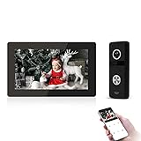 JeaTone WiFi-Video-Türsprechanlage, 1080P, 4 Kabel, 7 Zoll, Monitor mit externer Kamera, Zwei-Wege-Audio, mobile Installation, aktive Überwachung, Fernbedienung, Sprechen, Tuya App