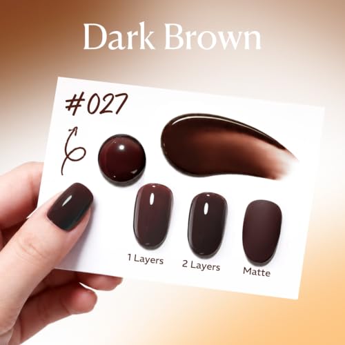 Image of AZUREBEAUTY 18ML Dark Brown Fall Nail Polish | Quick Dry Air-Dry Formula, Long Lasting Glossy Finish, Easy DIY Manicure & Nail Art, Elegant Nail Color for Women