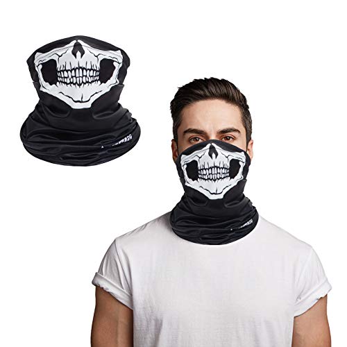 Skull Face Mask Bandana, Motorcycle Face Mask For Men Women, Skeleton Half Face Mask Sun Uv Dust Wind Protection Breathable Rave Face Scarf Neck Gaiter For Biker Riding (Skull Mouth-Normal) #TOP12