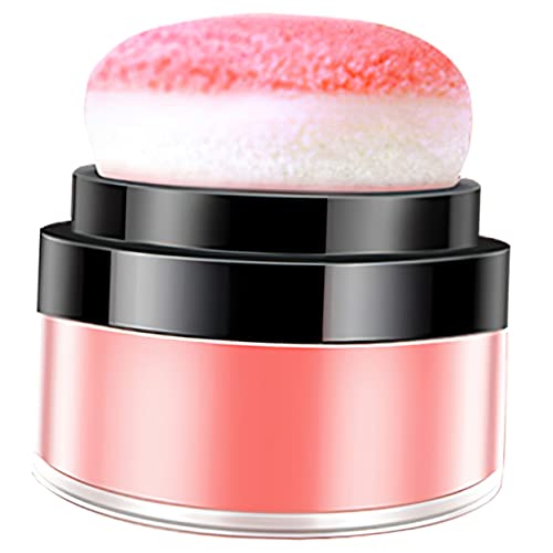 GALPADA Rubor Polvo Suelto Coral Rojo Tamaño Compacto Para Mujer Maquillaje Natural Cojín Con Cabezal De Brocha Suave Uso Diario