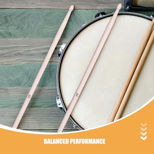 10 pares de baquetas para batería: baquetas rítmicas de madera de arce tamaño 5A – accesorios de percusión para práctica en caja clara – baquetas ligeras para banda miniatura 3