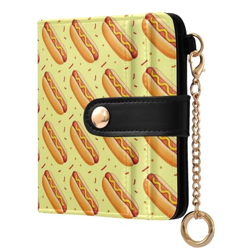 Petit étui à cartes pour femme FRODOTGV jaune hot dog - Porte-cartes fin RFID à deux volets
