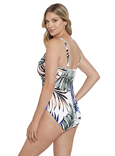 Penbrooke Shape Solver Women's Tropicali Surplice Mio Soft Cup Tummy Control One Piece Swimsuit3