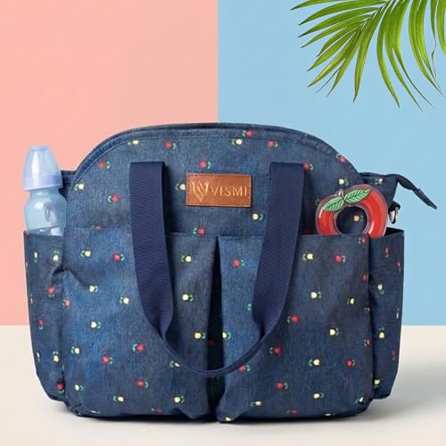Image of VISMIINTREND Diaper Tote Bags for Mother | Materinity Travel Handbags | Multi Pockets Water Resistant Diaper Bags | Hospital Messenger Bags for New Mom | Gift for New Born Baby & Girl