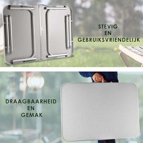 Table pliante de camping réglable 2 hauteurs structure aluminium gris résistant