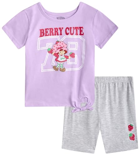 Image of Strawberry Shortcake Toddler Girls Bike Shorts Set - 2 Piece Graphic Shirt and Biker Shorts for Girls Cartwheel Dance (2T-6X)
