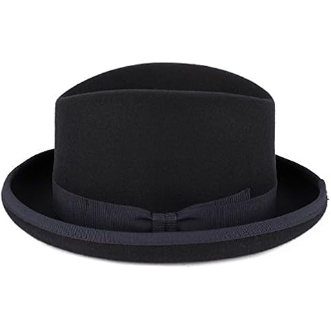 ZAKIRA Men's Homburg Hat in Fine Wool Felt - Handmade in Italy (Navy, S) Cover