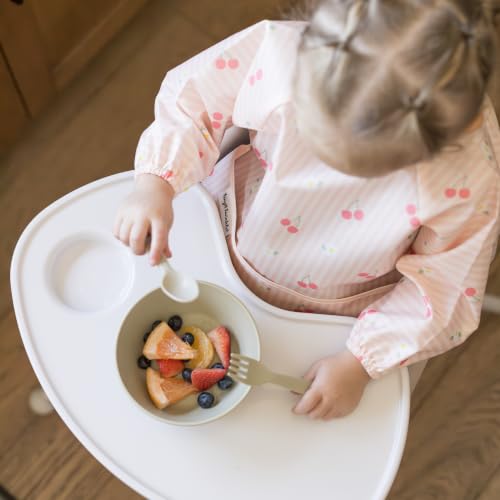 Image of Tiny Twinkle Long Sleeve Bib for Babies&Toddlers|2-Pack Waterproof Smock Bib for Eating|Machine Washable&Mess-Proof Feeding Essentials|Newborn Shower Gift(Cherry Coquette,Strawberries,6-24M)