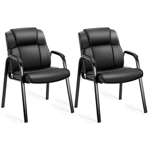 OLIXIS Waiting Room Chairs Set of 2, Leather Office Desk Reception Guest Stationary Side Chair with...