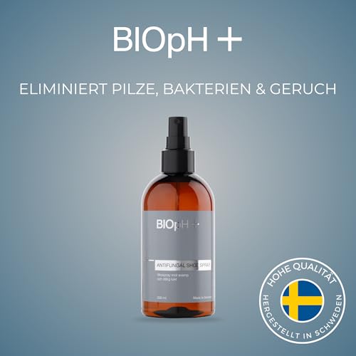 BIOpH+ Antimykotisches Schuhspray 250 ml – Beseitigt 99,9% der Pilze, die Fuß- & Nagelpilz verursachen, sowie geruchsbildende Bakterien