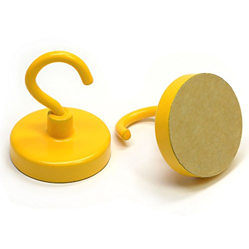 Cms Magnetics - (6-Pack 32Mm Ceramic Hooks Yellow 5-Pound Sheer And 13-Pound Pull Force Rating, Strong Magnet Hooks For Office, Refrigerator, Magnetic Board, Closets #TOP1