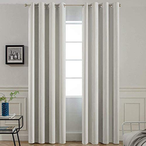 Yakamok Room Darkening Thermal Insulated Light Blocking Blackout Curtains, 2 tie Backs Included(52Wx84L,Light Beige,2 Panels)