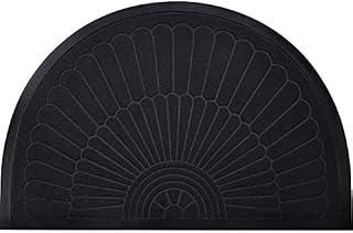 Mibao Indoor Door Mat-Durable Half Moon Door Mat - Stylish Door Mat Indoor Entrance - Welcome Mat Outdoor - 60x90 Cm Front Door Mat Indoor - Absorbing Doormat - Black Welcome Mat