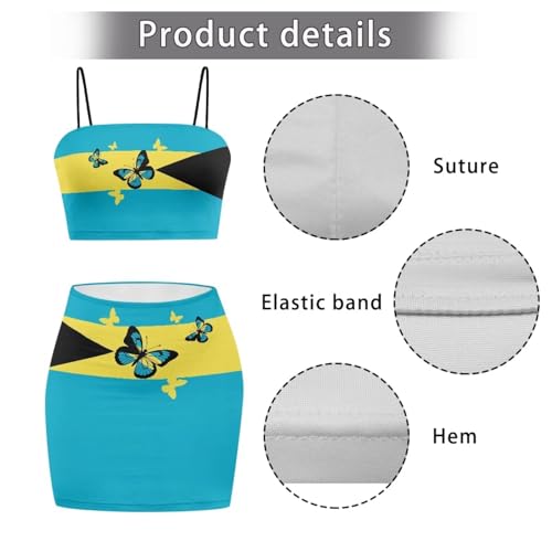 Image of 2025 Sexy Spaghetti Strap Crop Tops and Bodycon Skirt Casual 2 Piece Set S-4XL