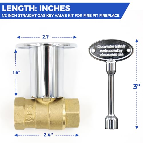 Himaweek 1/2 Inch Straight Gas Key Valve Kit for Fire Pit Fireplace with Flange and 3 Inches Key, Chromed (1/2'' Kit) by Himaweek - Used condition - Image 6
