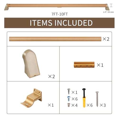9 FT Modern Aluminum Handrail Set - ADA Compliant Indoor & Outdoor Stair Railing. 1.4" Diameter Grab Bar. Wall-Mounted with 90°Wall Return End. Ideal for Safe Grip，Rust Free(Cherry Wood Grain, 9FT) by Firmetal - Image 7