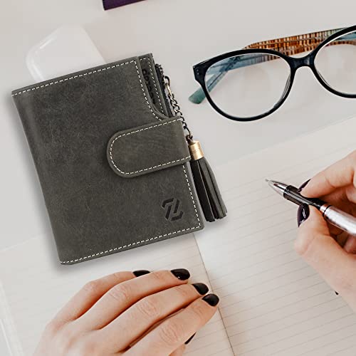 Image of Zeetap Wallets for Women - Genuine Leather Ladies Wallet - RFID Protected Ladies Wallet Slim Zipper Purse /Card Holder Organizer for Women (Olive Green)