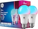 GE Cync A19 LED Smart Light Bulbs, Room Decor Aesthetic Bluetooth and WiFi Color Changing Lights, LED Indoor Light Bulb, Compatible with Alexa and Google (2 Pack)