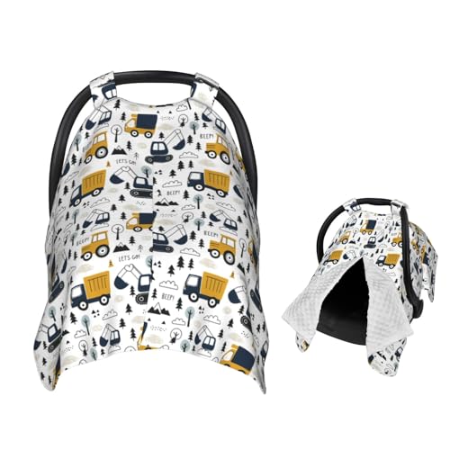 Image of Cars Truck Tractor Baby Car Seat Canopy Nursing Cover for Newborn Car Seat Breastfeeding Covers Blanket Newborn Shower Gift