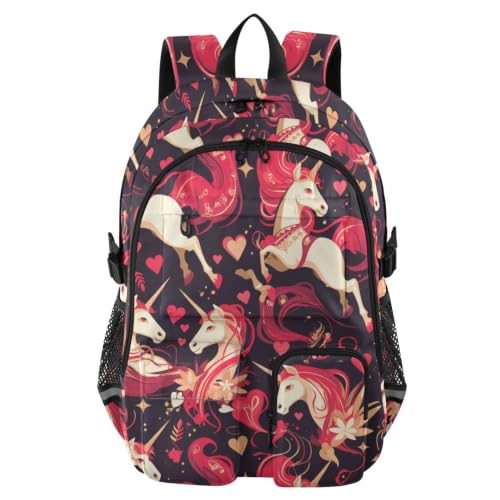 Mochila de trabajo para mujer contra golpes en laptops, diseño de unicornios para universidad