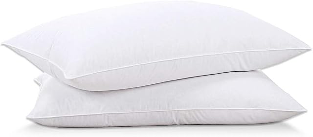 Linens Limited Natural White Duck Feather Pillows, 2 Pack