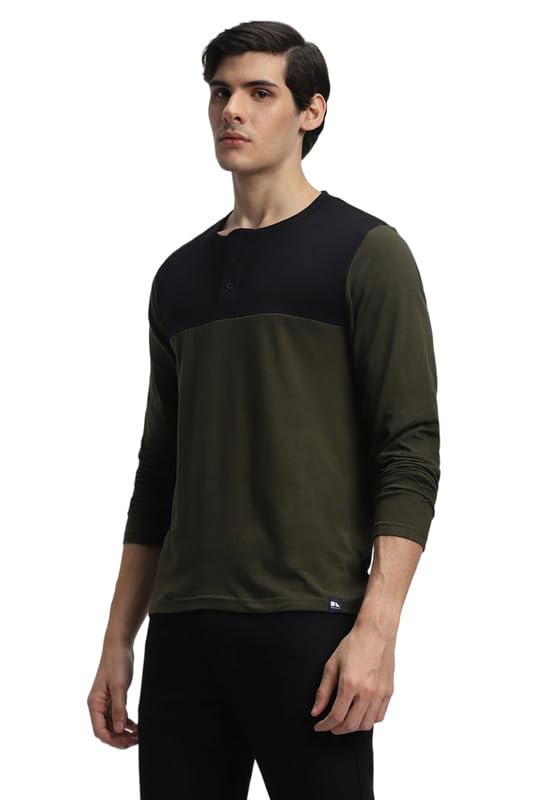 Image of Dennis Lingo Men's Cotton Henley Neck Tshirt, Regular Fit Long Sleeve