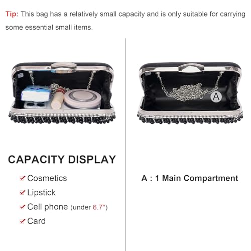 Image of RNIEGA Pearl Crystal Clutch Purse for Women Fashion Elegant Bride Evening Clutch Handbag Crossbody Shoulder Bag with Chain