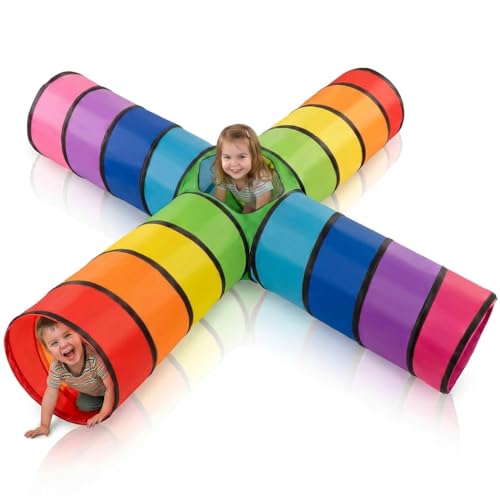 NUBUNI Kinder Tunnel XXL | Krabbeltunnel | Parcour Outdoor Indoor | Baby Klettern Ab 1 Jahr | Agility Wippe | Kriechtunnel | Spieltunnel | Höhle