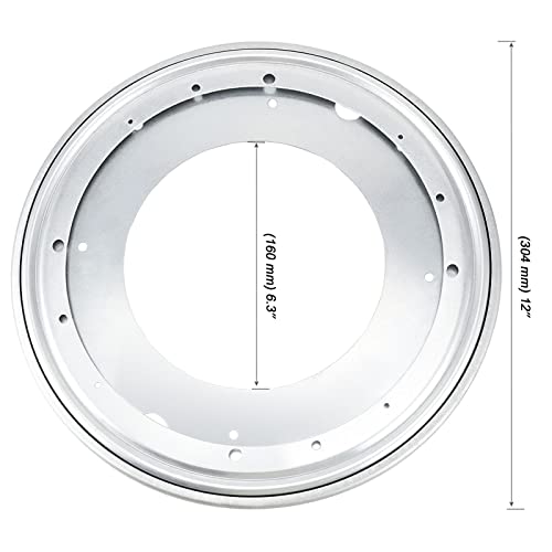 Mouyat 4 Pack 12 Inch Lazy Susan Hardware, 1100Lbs Capacity 5/16 Thick Heavy Duty Ball Bearings Turntable Base With Rubber Pads For 360 Degree Rotating Table, Display Plate, Serving Tray, Silver #TOP1