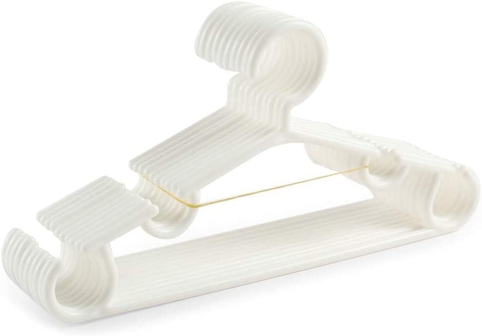 Blanco 10 unidsset plástico portátil ropa percha niño perchas gancho para el hogar almacenamiento de ropa ahorro de espacio