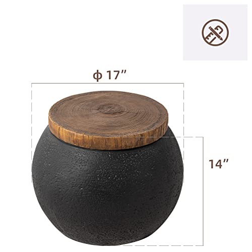 Hompus Concrete Outdoor Side Table Jar Shaped Round Coffee Table thumb #2