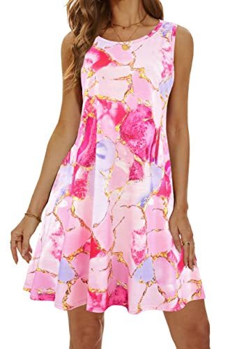 Summer Dresses for Women 2025 Casual Sundresses Beach Cover Ups Sleeveless Tshirt Swing Dress with Pockets2