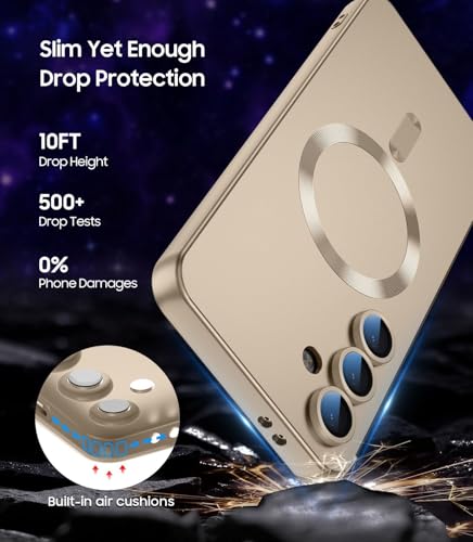 Image of DIZORO Samsung S25 fe Case, Compatible with Mag Safe Back Cover, Matte Luxury Metallic Luster Flexible TPU Wireless Charging Shockproof Case with Camera Protector (Metallic Silver)