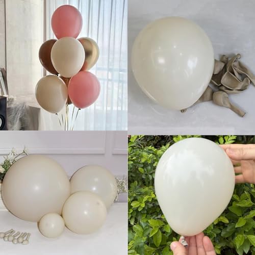 Image of 5 inch White Sand Latex Balloons, 100 pcs Mini Thick Beige Party Balloons for Birthday Wedding Baby Shower Decorations (White Sand)