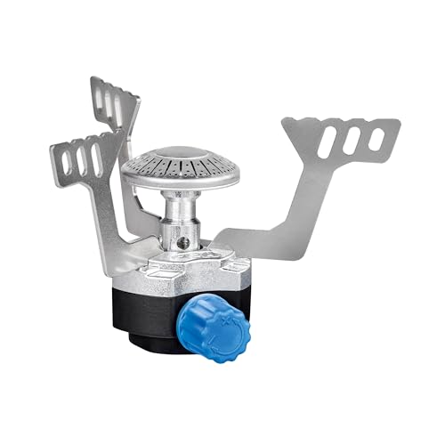 CFH Hornillo compacto CK 411 – Hornillo de gas para cartuchos de rosca según EN 417, 1,9 kW, 138 g/h, soporte plegable para cacerolas, conexión de 7/16 pulgadas, para camping, jardín y exterior