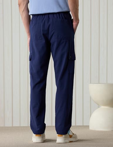 Image of Amazon Brand - Symbol Men Relaxed Fit Cargo Trouser (Semi Elasticated Waistband | 100% Cotton | Pants)
