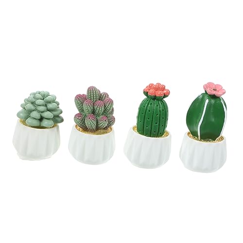 BESTonZON 4pièces Plantes Artificielles Pot de Cactus Miniatures pour Décoration de Micro-Jardin Fournitures de Maison Miniature Modèle de Mini-bonsaï