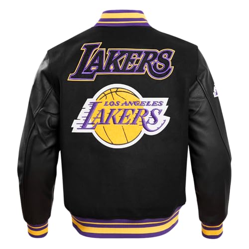 Pro Standard MENS NBA LOS ANGELES LAKERS RETRO CLASSICS VARSITY JACKET BLACK/PURPLE/YELLOW L - Image 4