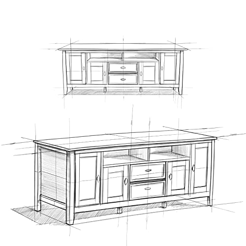 Simplihome Warm Shaker Solid Wood Universal Tv Media Stand, 72" Wide , Farmhouse Rustic, Living Room Entertainment Center, Storage Shelves And Cabinets, For Flat Screen Tvs Up To 80" In Tobacco Brown #TOP7