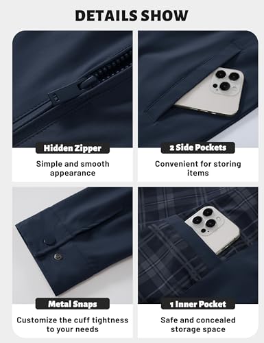 Image of TACVASEN Men's Lightweight Jackets Full Zip Laydown Collar Windbreaker Jacket Casual Golf Light Coat with Pockets