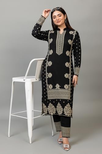 Image of ColorChakra Woolen Kurta Palazzo Set for Womens Winter wear Wool Kurti Sizes M to 4XL