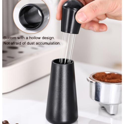 Image of WDT Tool Coffee Needle Stirrer,ABS Shell & Stainless Steel Needles | Stainless Steel Needle Stirrer with ABS Handle and Standing Base,Espresso Distribution Tool for Portafilter, Black