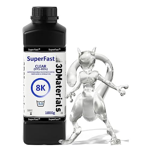 SuperFast 8K RÃ©sine d'imprimante 3D lavable Ã  l'eau, impression 50 um en 0,5 sec, FabriquÃ©e en CorÃ©e par 3DMaterials (1000g, Transparent)