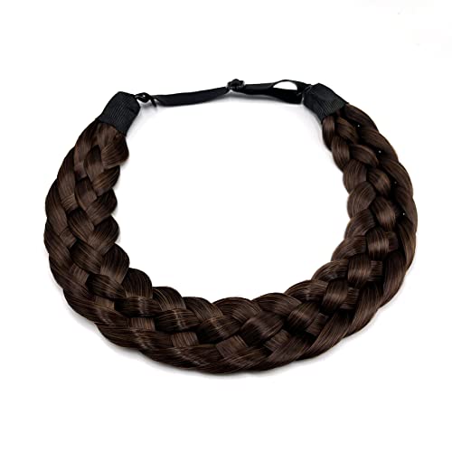 TOECWEGR Braided Hair Band 5 Strands Braids Hair Scrunchie Classic Chunky Elastic Synthetic Headband Women's Beauty Accessories (Brown Black) - Image 2